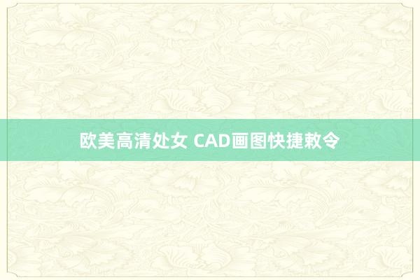 欧美高清处女 CAD画图快捷敕令