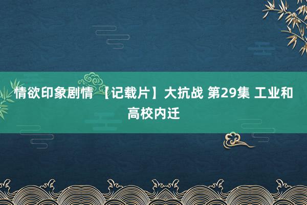 情欲印象剧情 【记载片】大抗战 第29集 工业和高校内迁