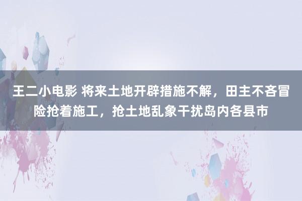 王二小电影 将来土地开辟措施不解，田主不吝冒险抢着施工，抢土地乱象干扰岛内各县市