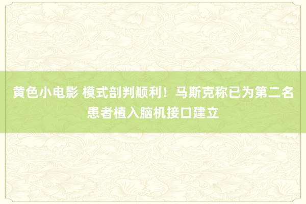 黄色小电影 模式剖判顺利！马斯克称已为第二名患者植入脑机接口建立