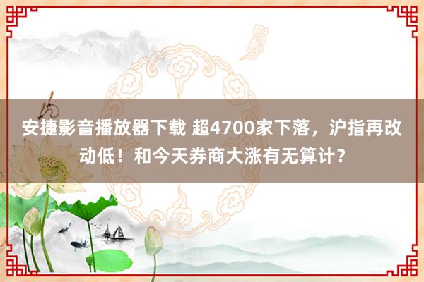 安捷影音播放器下载 超4700家下落，沪指再改动低！和今天券商大涨有无算计？