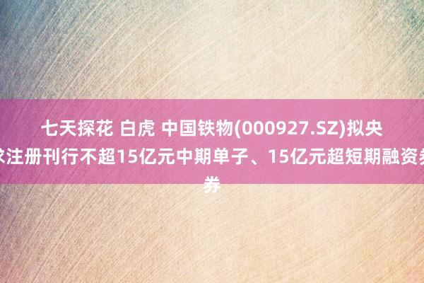 七天探花 白虎 中国铁物(000927.SZ)拟央求注册刊行不超15亿元中期单子、15亿元超短期融资券