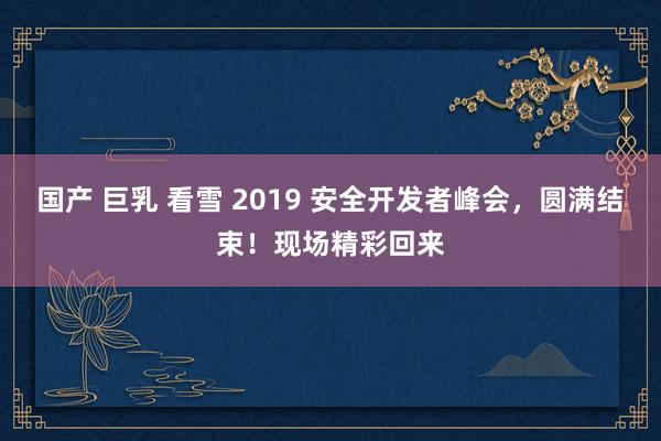 国产 巨乳 看雪 2019 安全开发者峰会，圆满结束！现场精彩回来