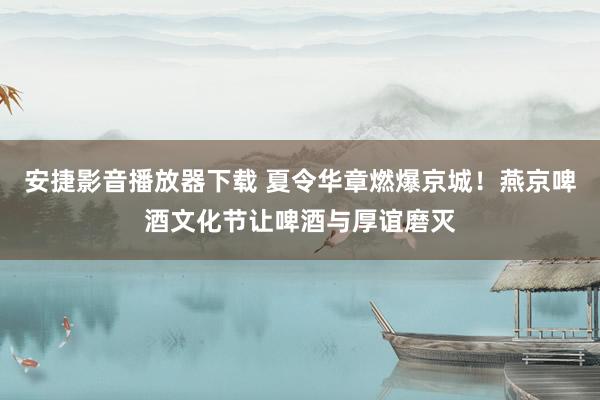 安捷影音播放器下载 夏令华章燃爆京城！燕京啤酒文化节让啤酒与厚谊磨灭