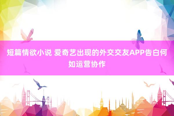 短篇情欲小说 爱奇艺出现的外交交友APP告白何如运营协作