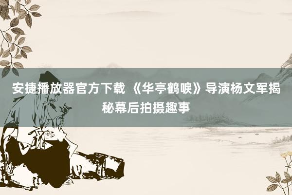 安捷播放器官方下载 《华亭鹤唳》导演杨文军揭秘幕后拍摄趣事